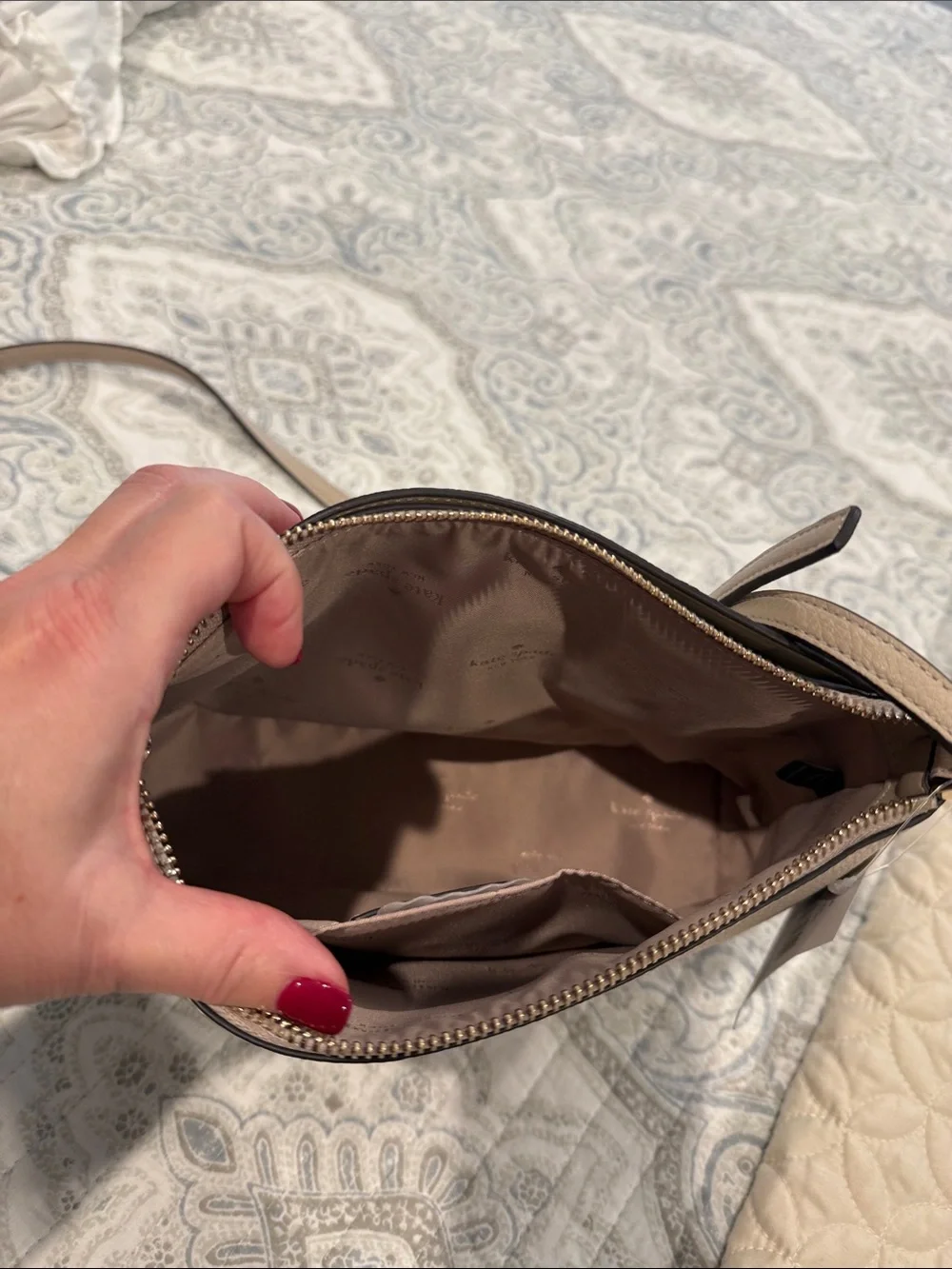 kate spade Pebble Leather Crossbody in Beige